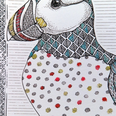 Lesser Spotted Puffin - Hand Embroidered