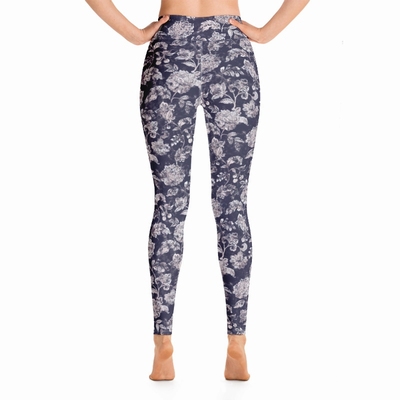 Batik High Waist Leggings - Blue