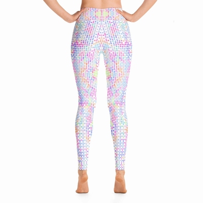 White Disco Dot High Waist Leggings