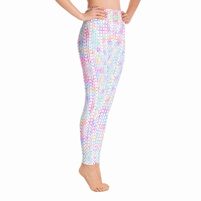 White Disco Dot High Waist Leggings