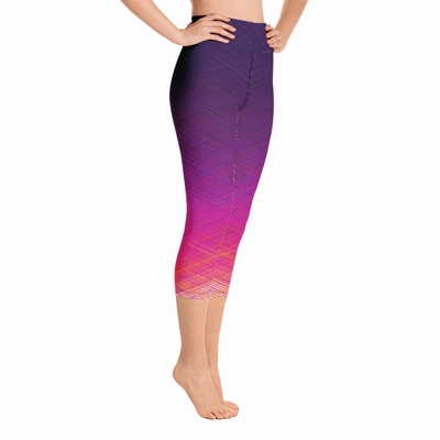 Odyssey High Waist Capri Leggings- Sunset Pink