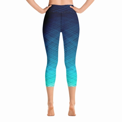 Odyssey High Waist Capri Leggings- Ocean Blue