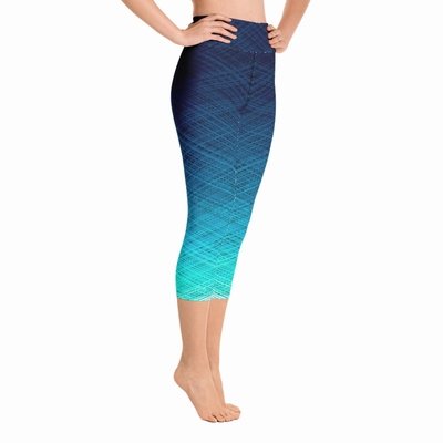 Odyssey High Waist Capri Leggings- Ocean Blue