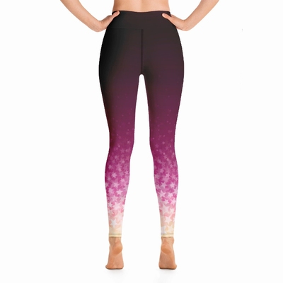 Stars High Waist Leggings - Raspberry Pink