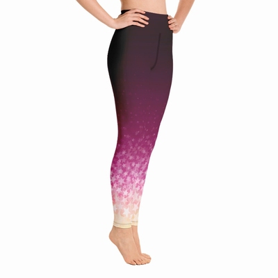 Stars High Waist Leggings - Raspberry Pink