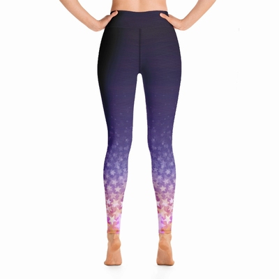 Stars High Waist Leggings - Deep Purple