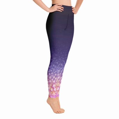 Stars High Waist Leggings - Deep Purple