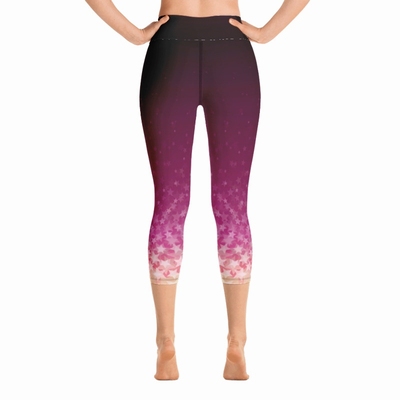 Stars High Waist Capri Leggings- Raspberry Pink