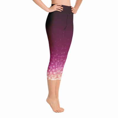 Stars High Waist Capri Leggings- Raspberry Pink