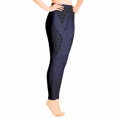 Geo High Waist Leggings - Royal Blue