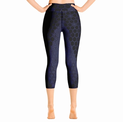 Geo High Waist Capri Leggings - Royal Blue