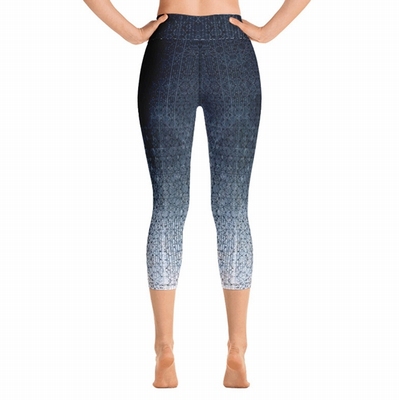 Azi High Waist Capri Leggings - Blue