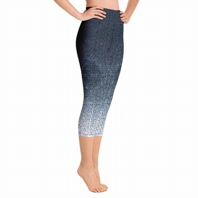 Azi High Waist Capri Leggings - Blue