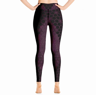 Geo High Waist Leggings - Burgundy