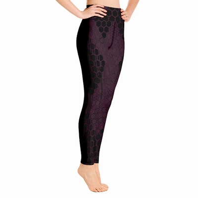 Geo High Waist Leggings - Burgundy