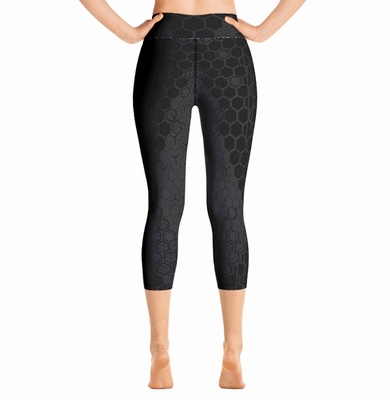 Geo High Waist Capri Leggings - Grey