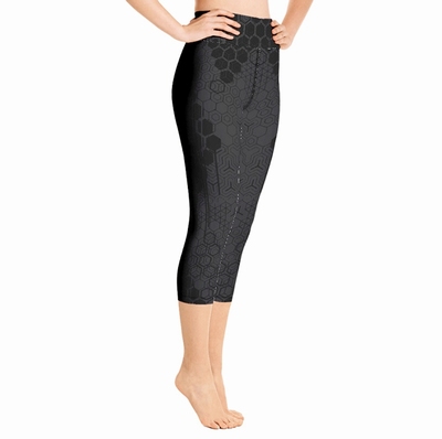 Geo High Waist Capri Leggings - Grey