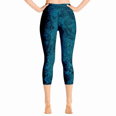 Miki High Waist Capri Leggings - Peacock Blue