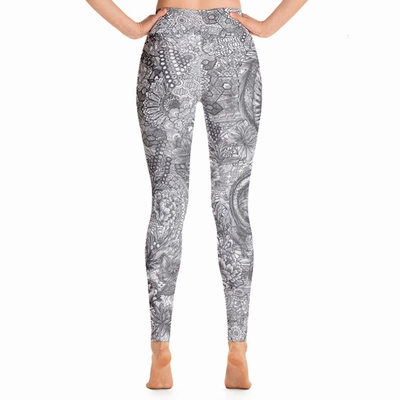 Dragon High Waist Leggings - Grey on White