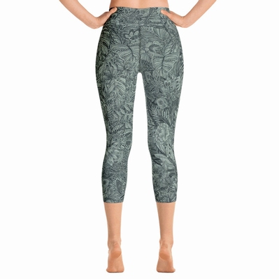 Tiger High Waist Capri Leggings - Green