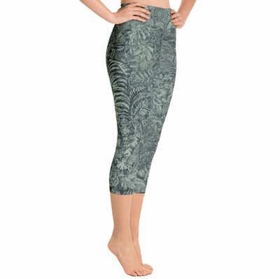 Tiger High Waist Capri Leggings - Green