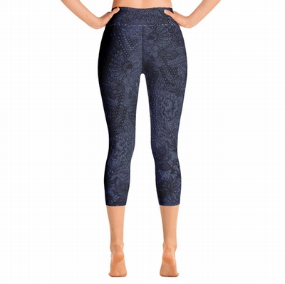 Miki High Waist Capri Leggings - Blue